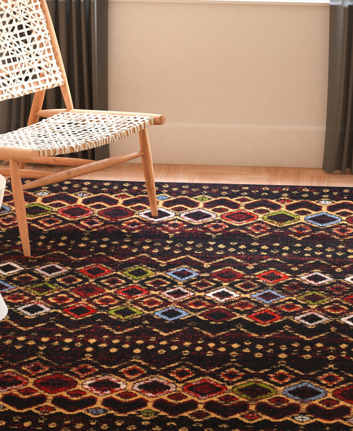 Safavieh Amsterdam AMS108and Multi Outdoor Area Rug - Black