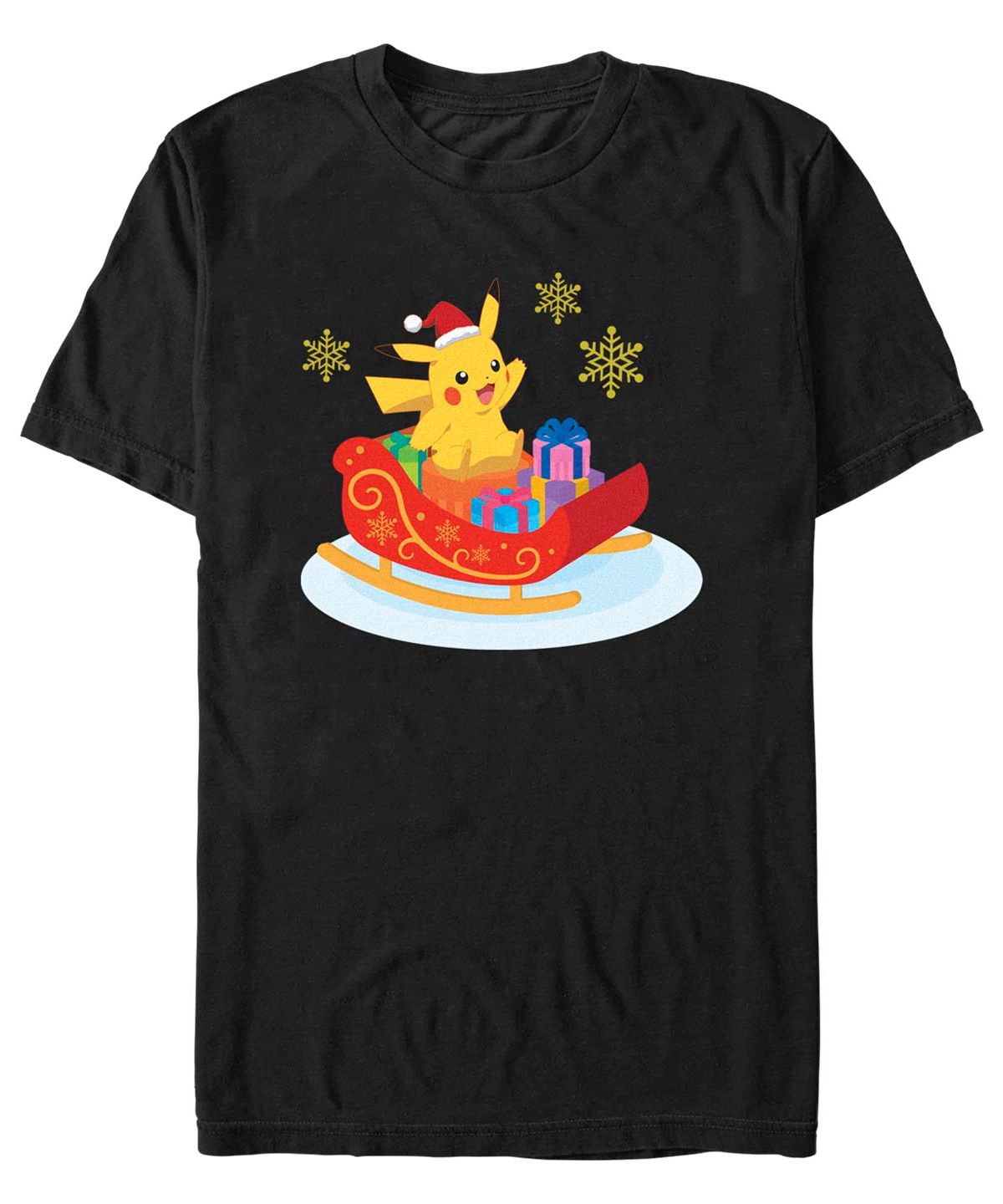 Fifth Sun Men's Pokemon Christmas Ride Short Sleeves T-shirt In Black