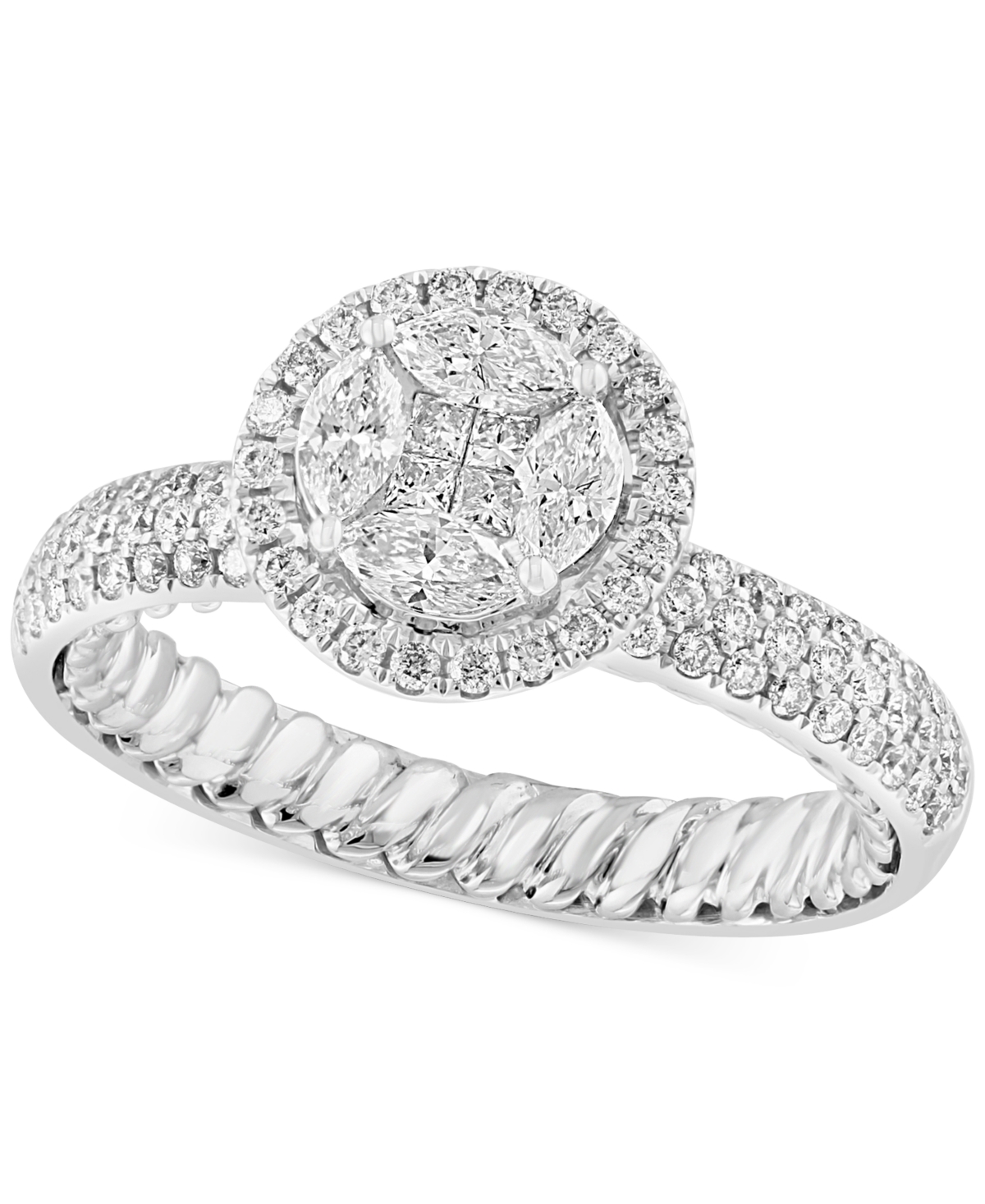 Effy Collection Effy Diamond Multi-Cut Halo Cluster Pave Ring (1 ct. t.w.) in 14k White Gold