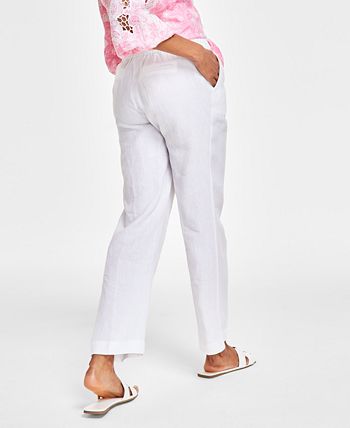 Charter Club Women's Linen Drawstring Pants, Created for Macy's - Macy's
