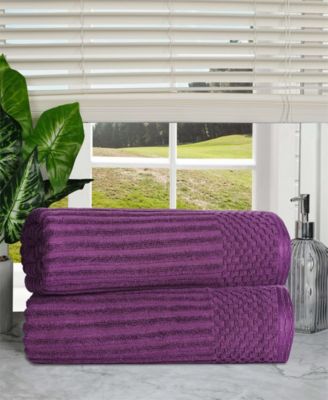 Soho Checkered Border Cotton 2 Piece Bath Sheet Set, 68" x 34"