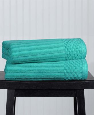 Soho Checkered Border Cotton 2 Piece Bath Towel Set, 54" x 27"