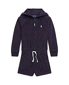 Toddler and Little Girls Hooded Terry Romper