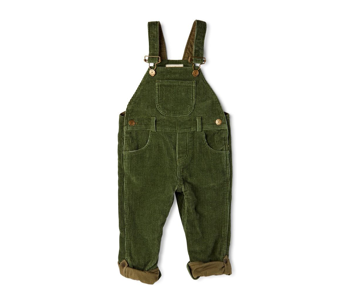 Dotty Dungarees Babies' Toddler Girl And Toddler Boy Chunky Cord Overalls In Khaki