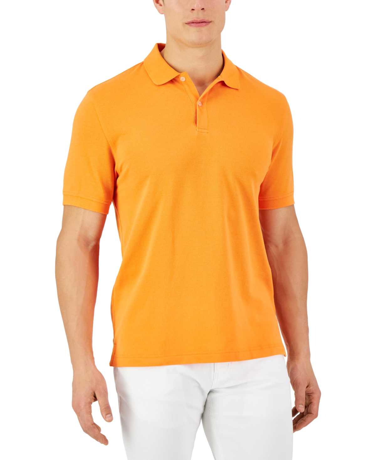Club Room Men's Classic Fit Performance Stretch Polo, Created For Macy's In Celosia Orange