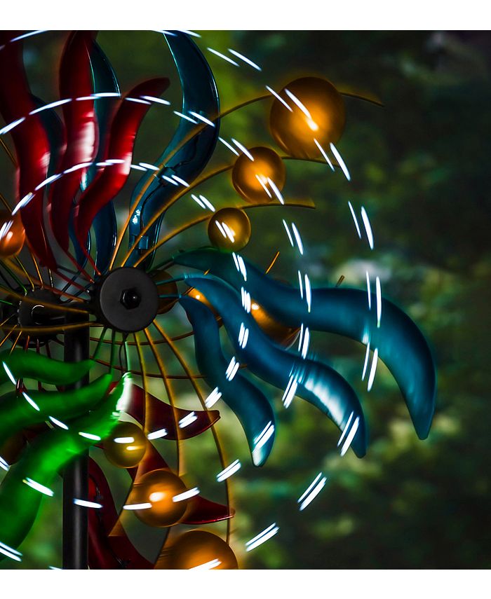 Evergreen 84" Wind Powered Lighted Wind Spinner, Circles & Waves Macy's
