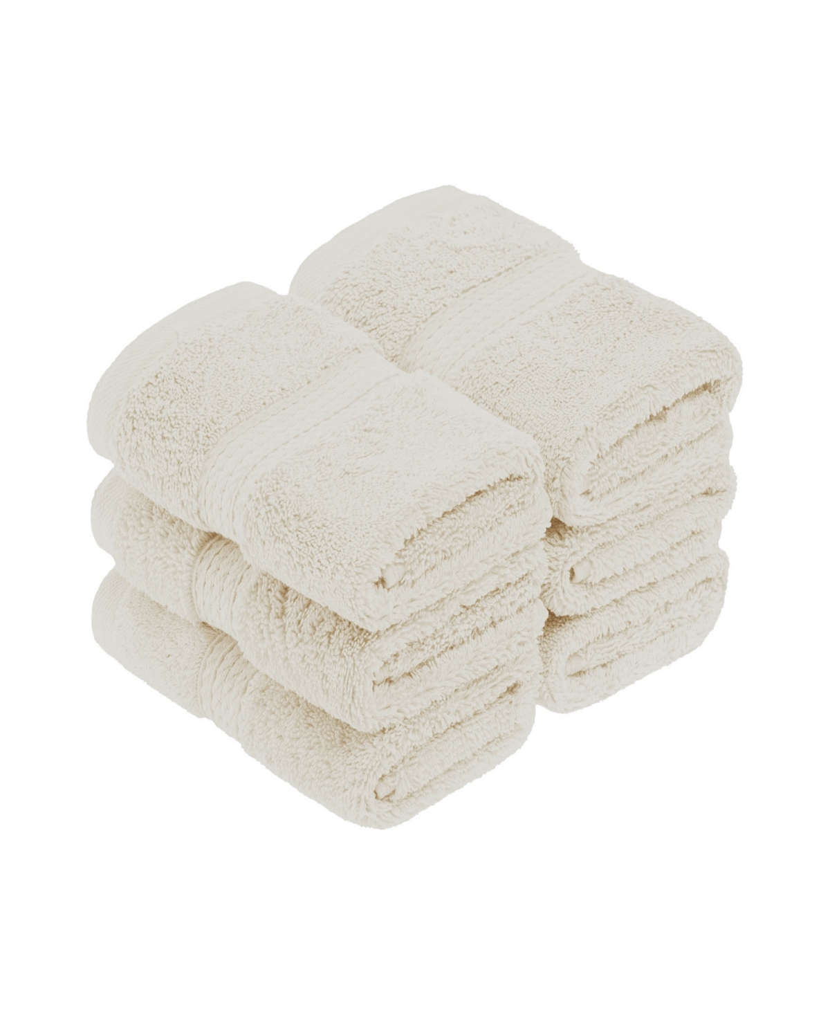 Superior Highly Absorbent 6 Piece Egyptian Cotton Ultra Plush Solid Face Towel Set Bedding In Cream