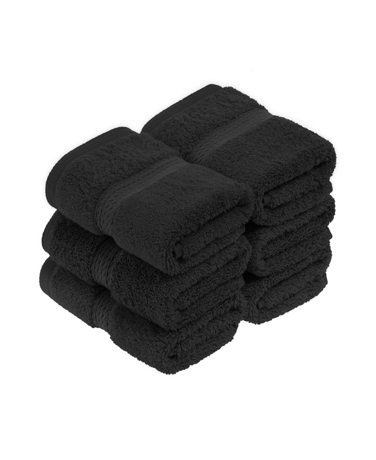 Superior Highly Absorbent 6 Piece Egyptian Cotton Ultra Plush Solid Face Towel Set Bedding In Black