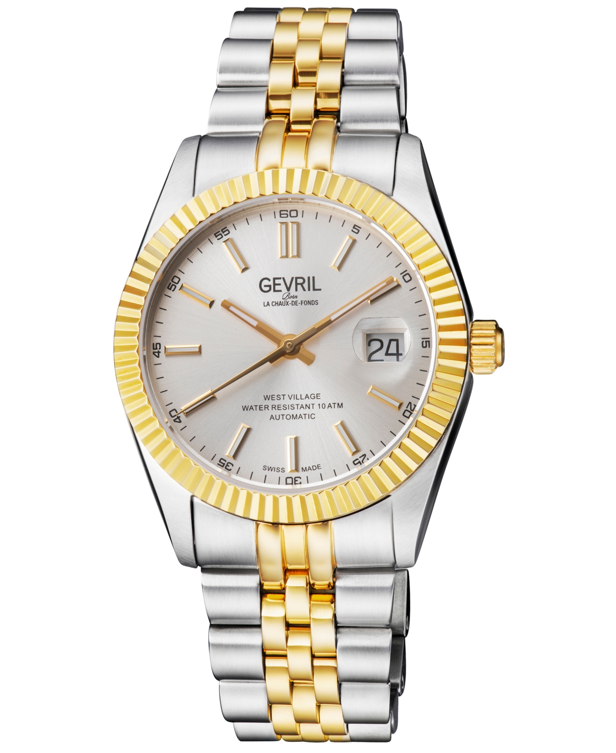 Gevril Men's West Village Swiss Automatic Two-toned Ss Ipyg Stainless Steel Bracelet Watch 40mm In Silver
