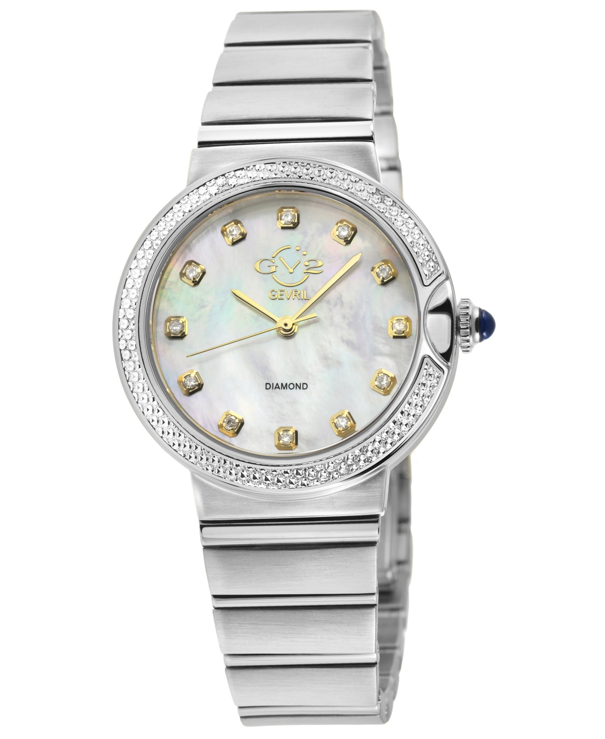 Gv2 By Gevril Women's Sorrento Swiss Quartz Diamond Accents Silver-tone Stainless Steel Bracelet Watch 32mm