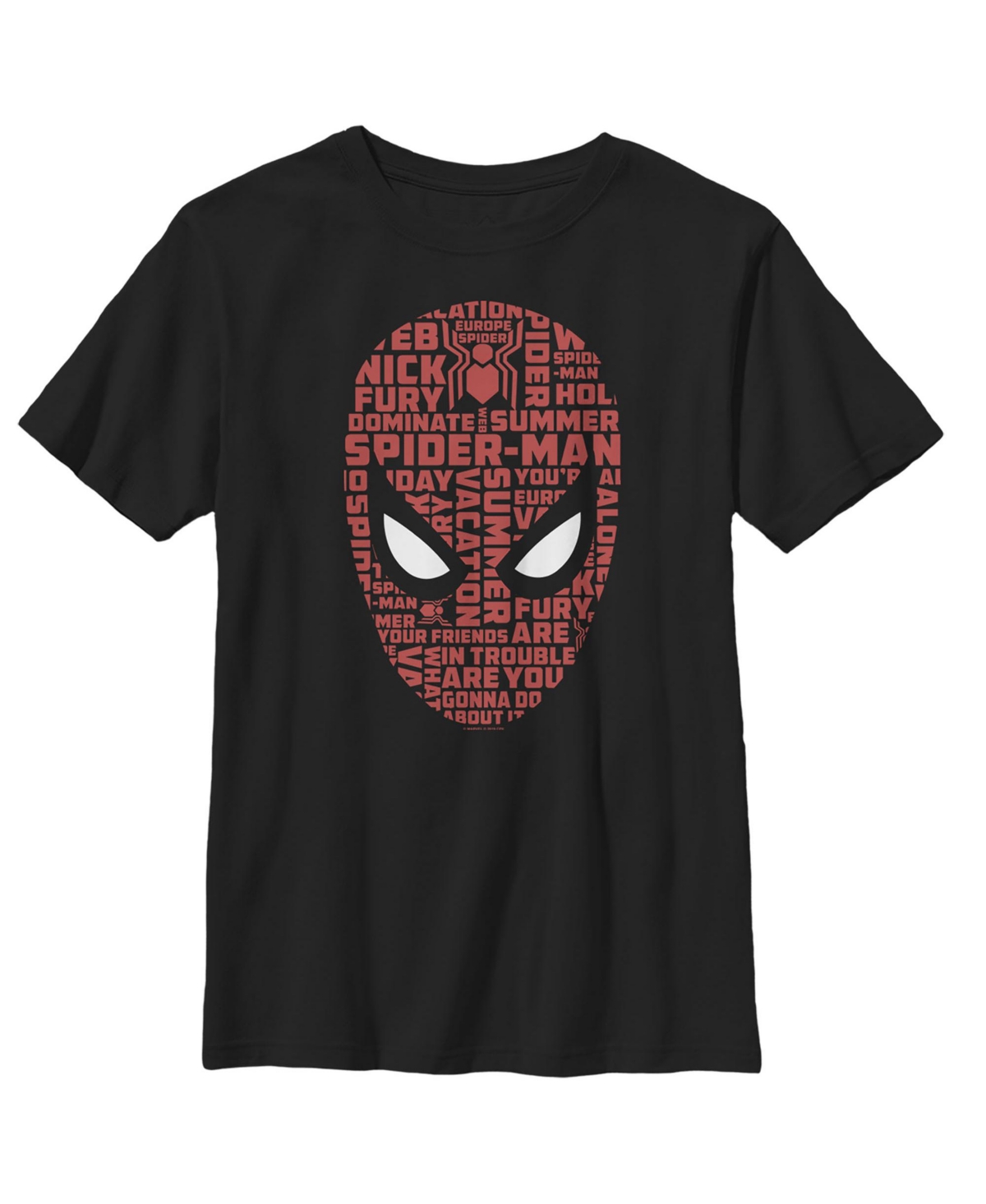Boy's Marvel Spider-Man: Far From Home Keywords Child T-Shirt - Black