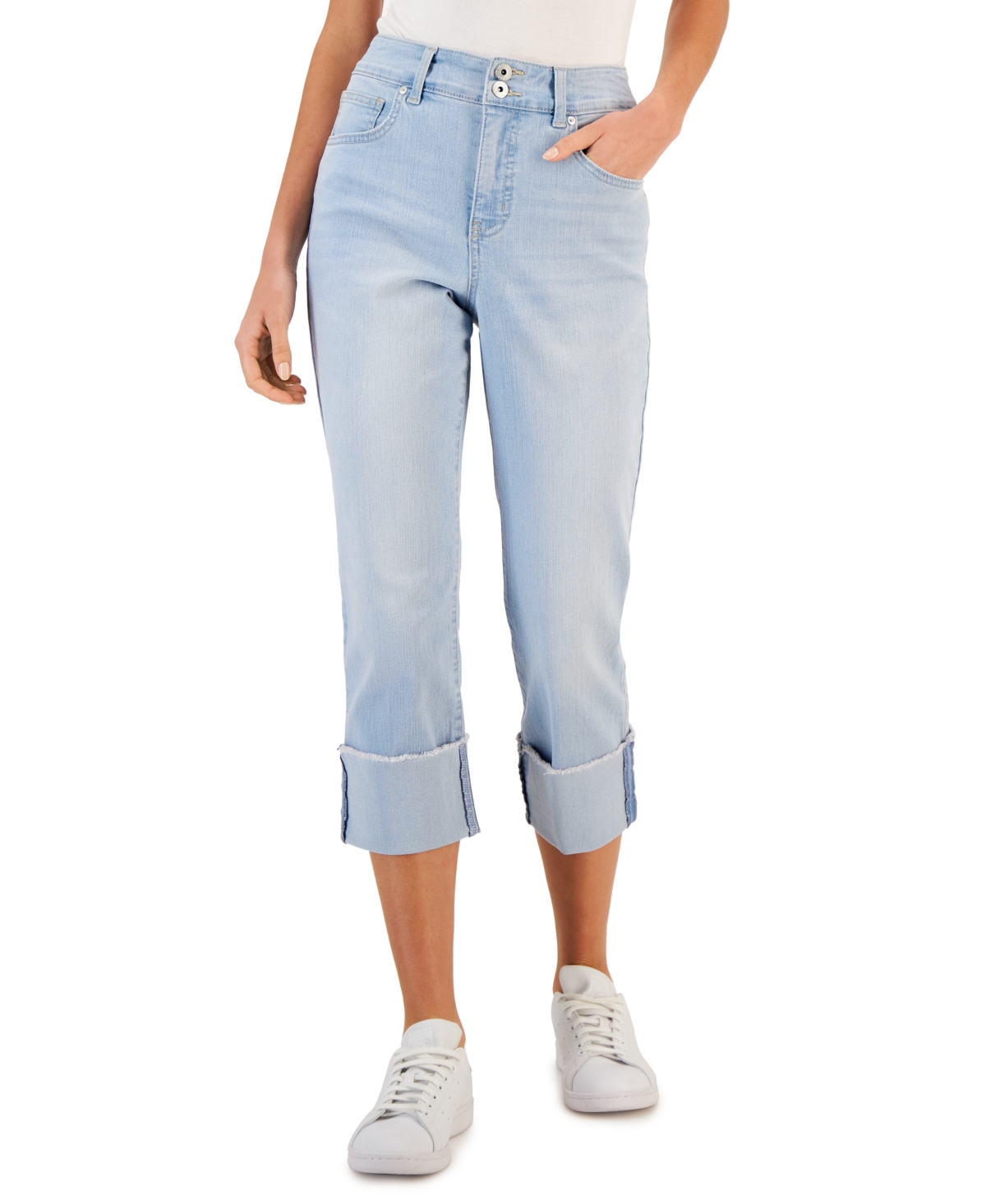 STYLE & CO WOMEN'S HIGH CUFFED CAPRI JEANS, CREATED FOR MACY'S