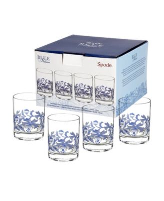 Blue Italian Double Old Fashioned Glasses, Set of 4