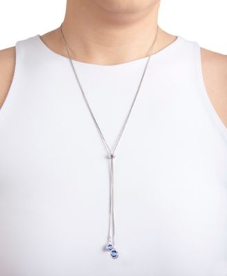Crystal 30" Adjustable Box Chain Necklace (13/50 ct. t.w.) in Fine Silver Plated Brass