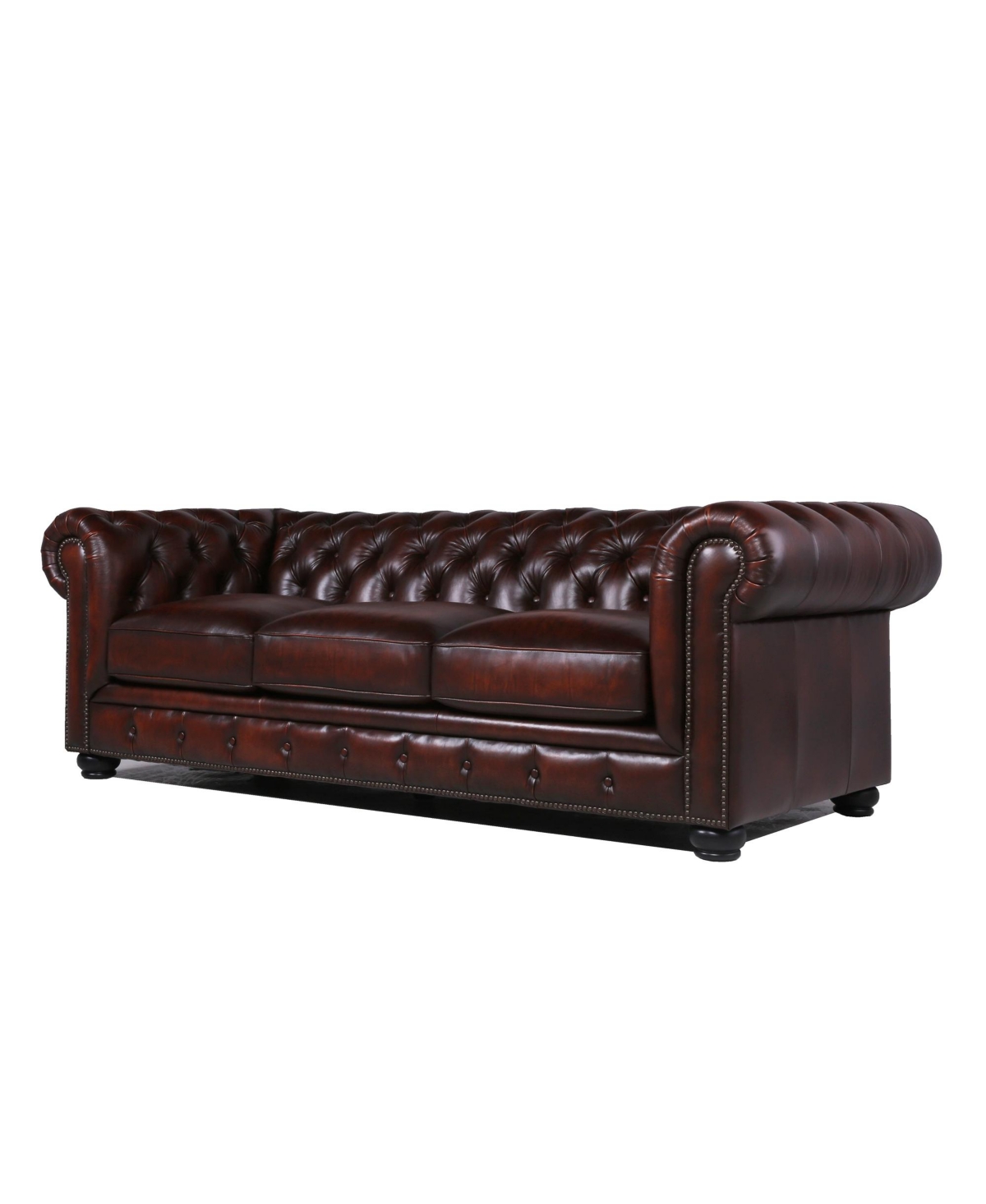 Nice Link Alexandon Leather Chesterfield Tufted Sofa With Roll Arm In Antique Tobacco Brown