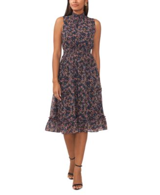 MSK - Women's Smocked Tiered Sleeveless Floral Dress