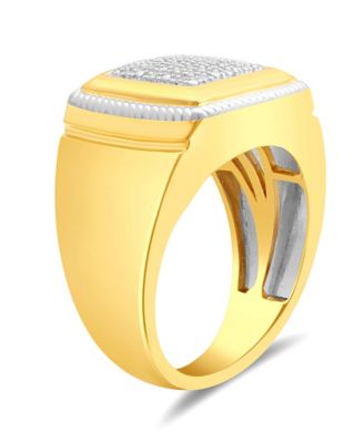 Men's Diamond Cluster Style Ring (1/10 ct. t.w.) in 18k Gold-Plated Sterling Silver