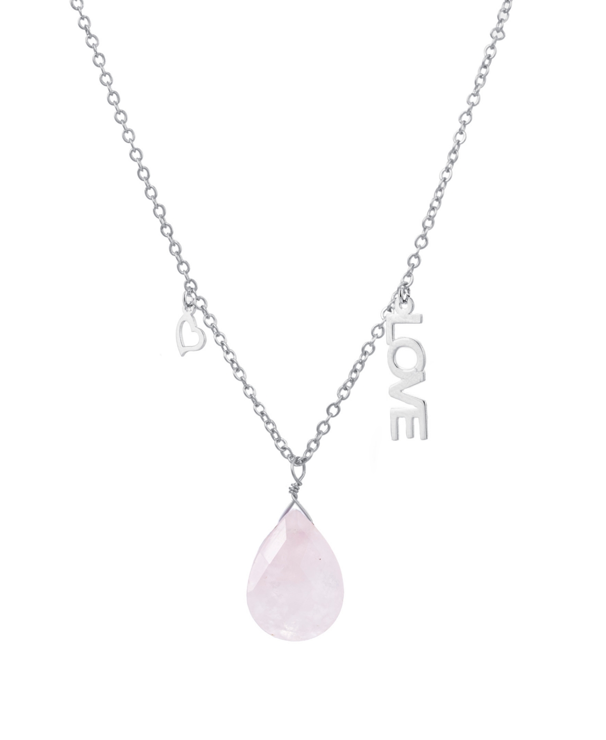 Macy'sQuartz Pear Shape Bead 16mm Love Charm Necklace in Fine Silver Plated Brass - Rose