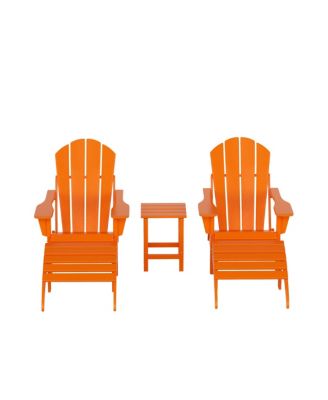 5 Piece Outdoor Adirondack Folding Chair with Ottoman Side Table Set