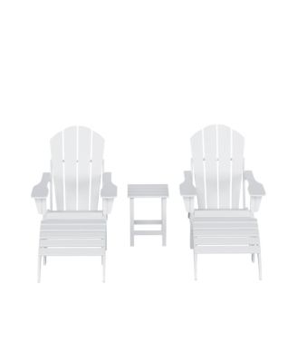 5 Piece Outdoor Adirondack Folding Chair with Ottoman Side Table Set