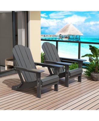 All-Weather Contoured Outdoor Poly Folding Adirondack Chair (Set of 2)