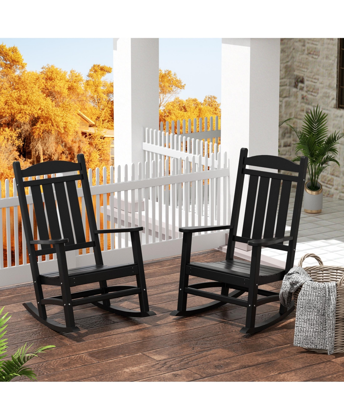 All-Weather Outdoor Patio Poly Classic Porch Rocking Chair (Set of 2)