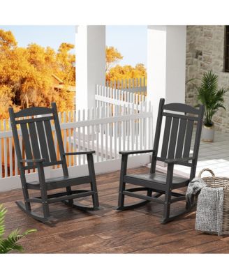 All-Weather Outdoor Patio Poly Classic Porch Rocking Chair (Set of 2)