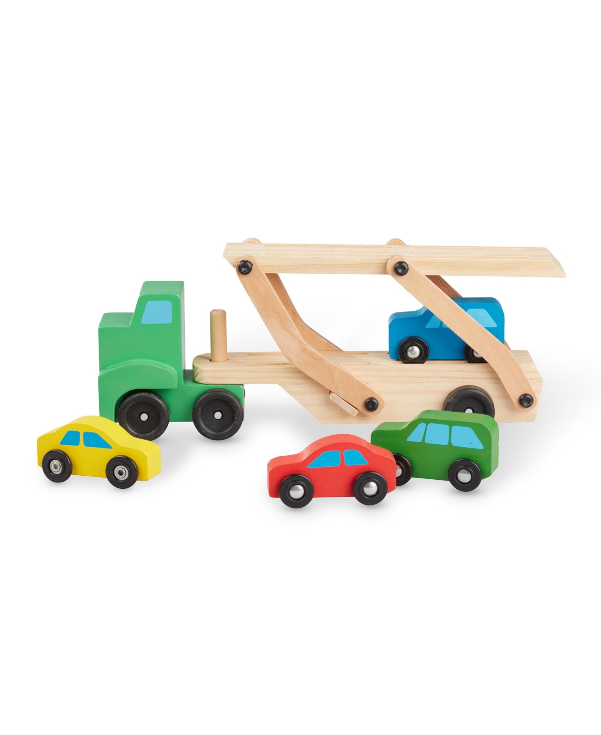 Shop Melissa & Doug Car Carrier Truck And Cars Wooden Toy Set With 1 Truck And 4 Cars In Multi