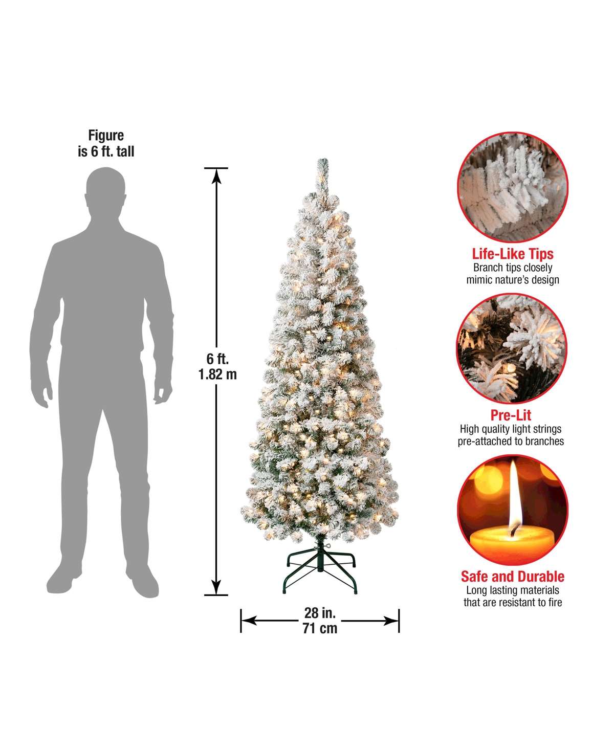 National Tree Company First Traditions 6' Acacia Medium Flocked Tree With Clear Lights In Green
