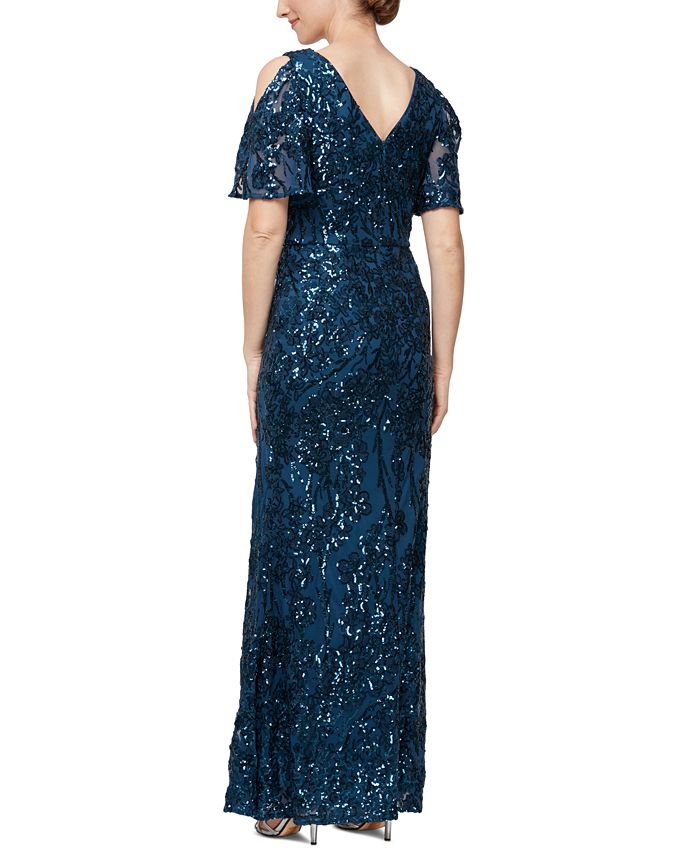 Alex Evenings Women's Sequin Embellished Split-Sleeve Gown & Reviews ...