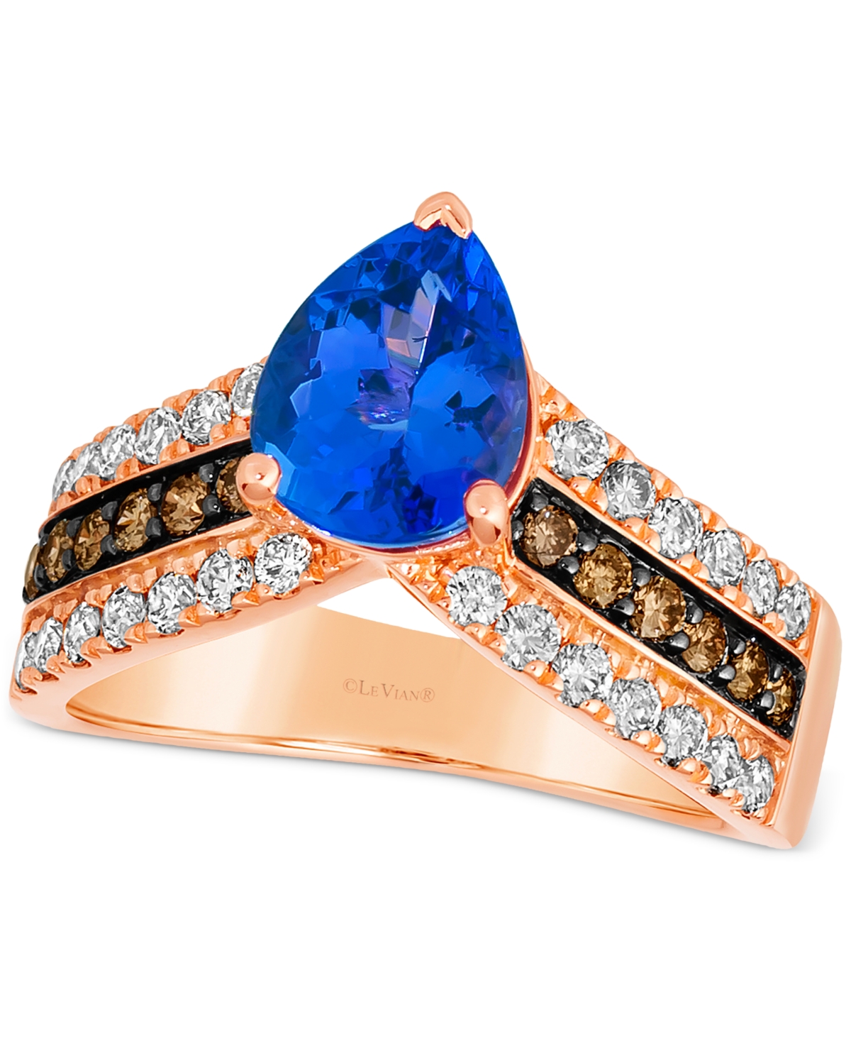 Le Vian Blueberry Tanzanite (1-1/2 Ct. T.w.) & Diamond (3/4 Ct. T.w.) V Ring In 14k Rose Gold In K Strawberry Gold Ring