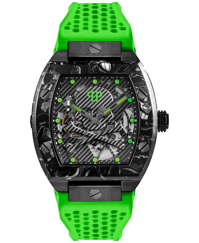 Philipp Plein Automatic The $keleton Sport Master Green Perforated Silicone Watch 44x56mm Macy's