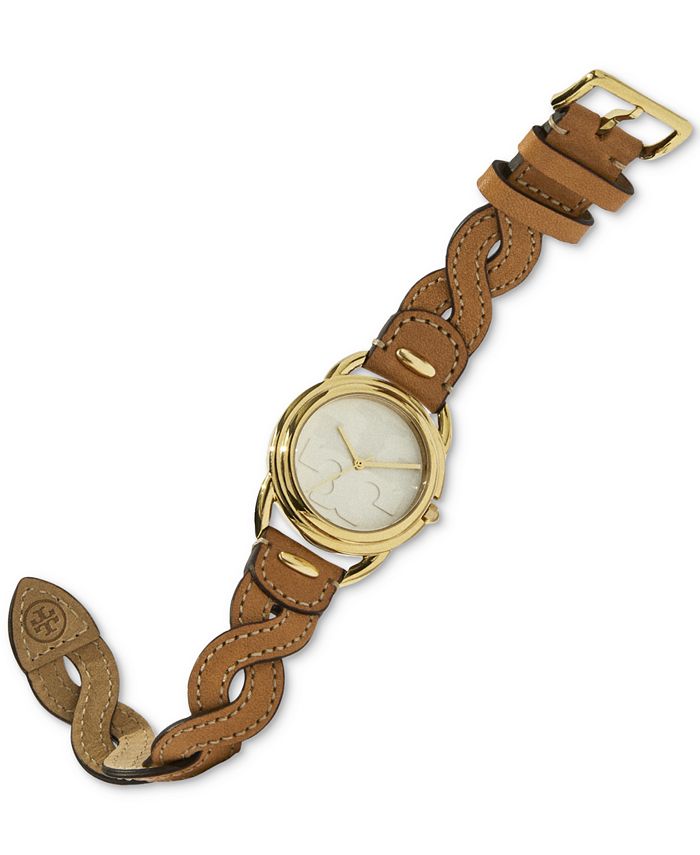 Tory Burch Women's The Miller Brown Braided Leather Strap Watch