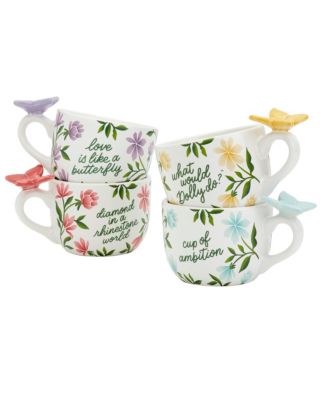 Tazza In Ceramica Orla Kiely Butterfly STEM Dandelion: 330 Ml, Design Floreale Retrò, Lavabile In Lavastoviglie E Microonde