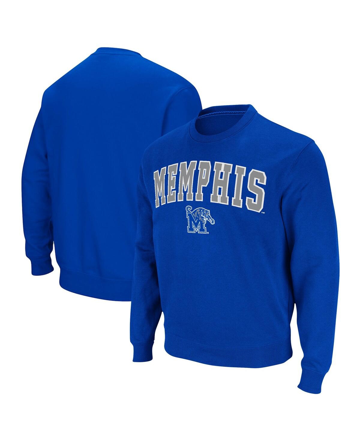 Colosseum Men's  Royal Memphis Tigers Arch & Logo Tackle Twill Pullover Sweatshirt In Royal