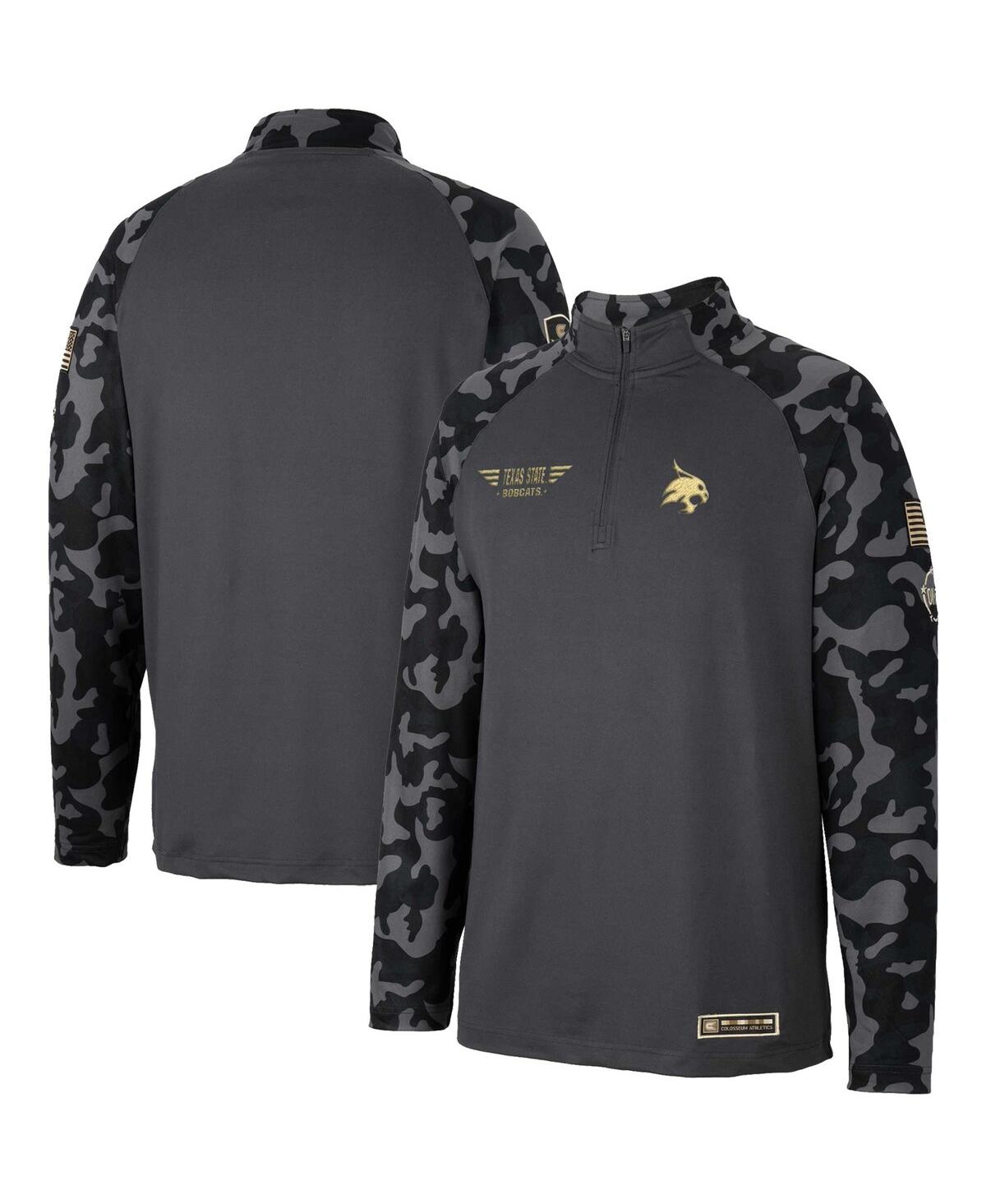 Colosseum Men's  Charcoal Texas State Bobcats Oht Military-inspired Appreciation Long Range Raglan Qu In Charcoal