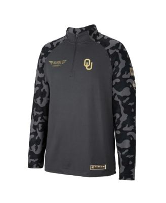 Men's Charcoal Oklahoma Sooners OHT Military-Inspired Appreciation Long Range Raglan Quarter-Zip Jacket