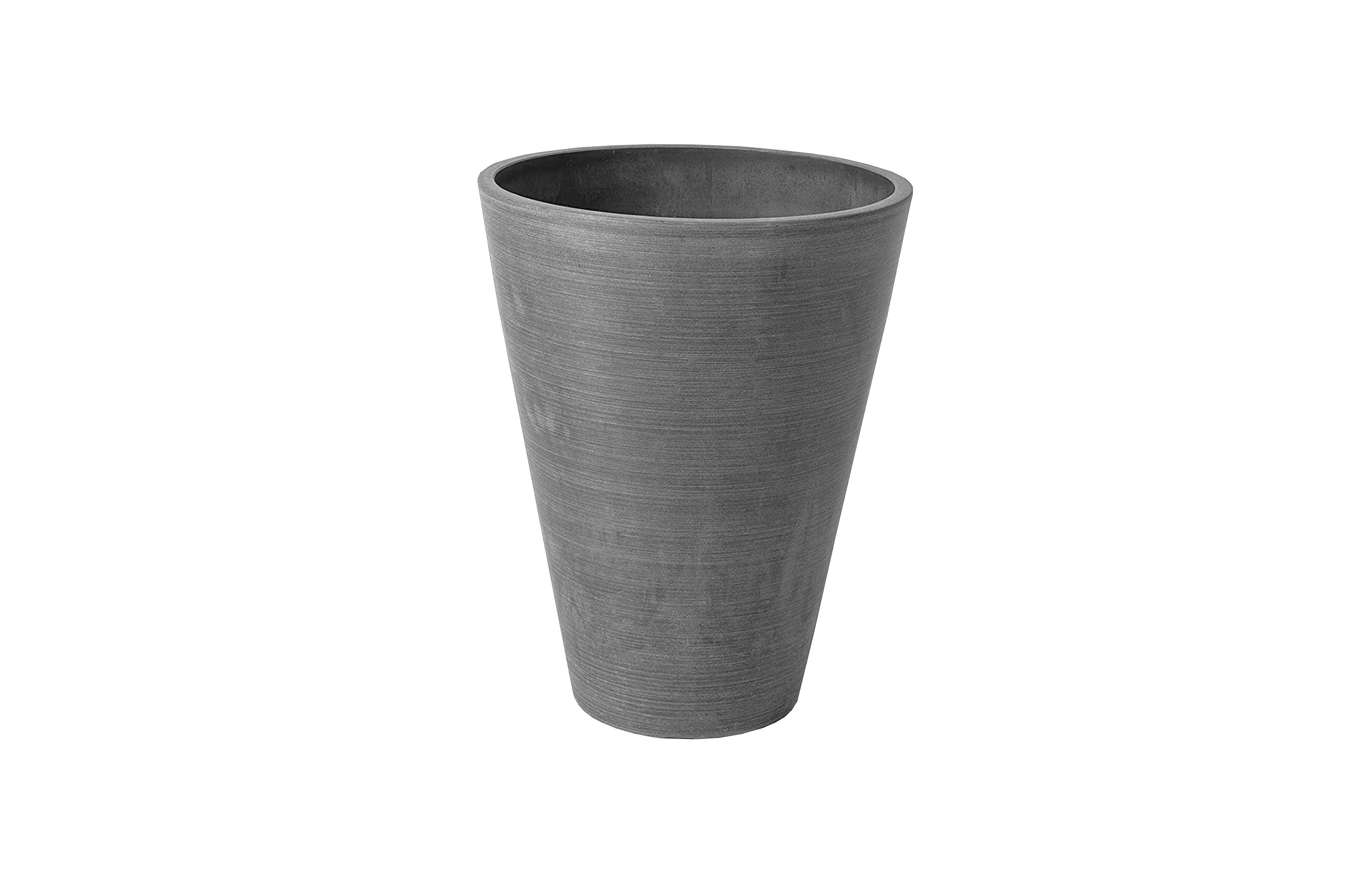 Algreen Valencia Round Flower Pot Planter Textured Charcoal 14 Inch