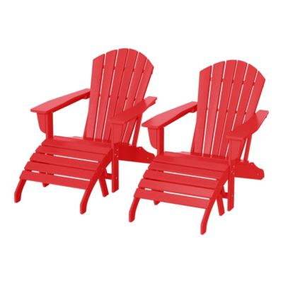 Adirondack Chair with Footrest Ottoman Set (Set of 2)