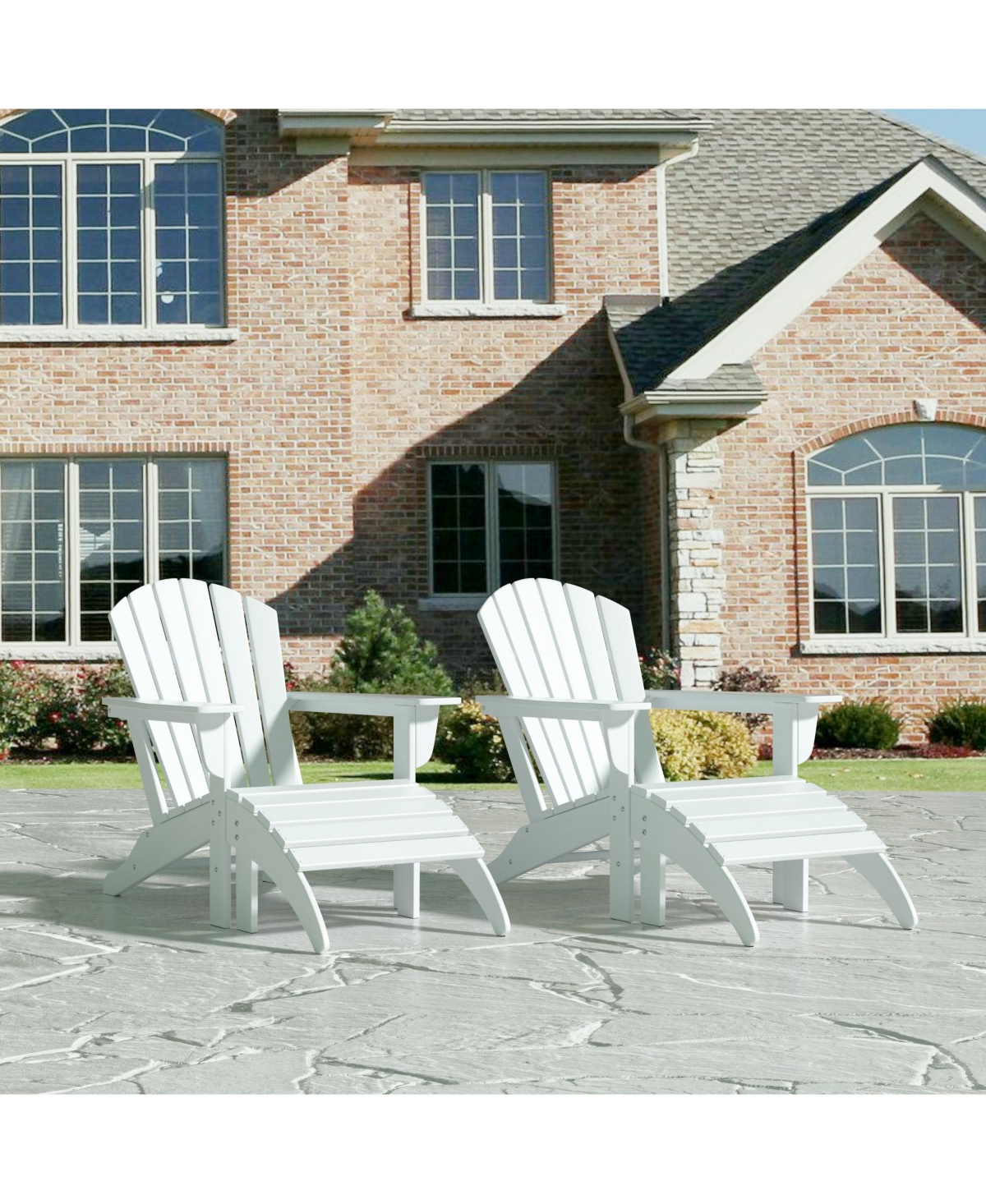 WestinTrends Adirondack Chair with Footrest Ottoman Set (Set of 2)