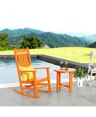 2-Piece Classic Porch Rocking Chair With Side Table Set