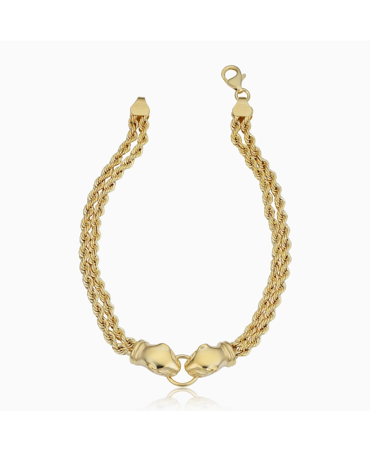 Oradina 14k Yellow Solid Gold Rock Panther Head Bracelet In Yellow Gold