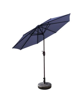 9 Ft Outdoor Patio Market Umbrella with Bronze Round Base