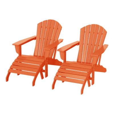 Adirondack Chair with Footrest Ottoman Set (Set of 2)