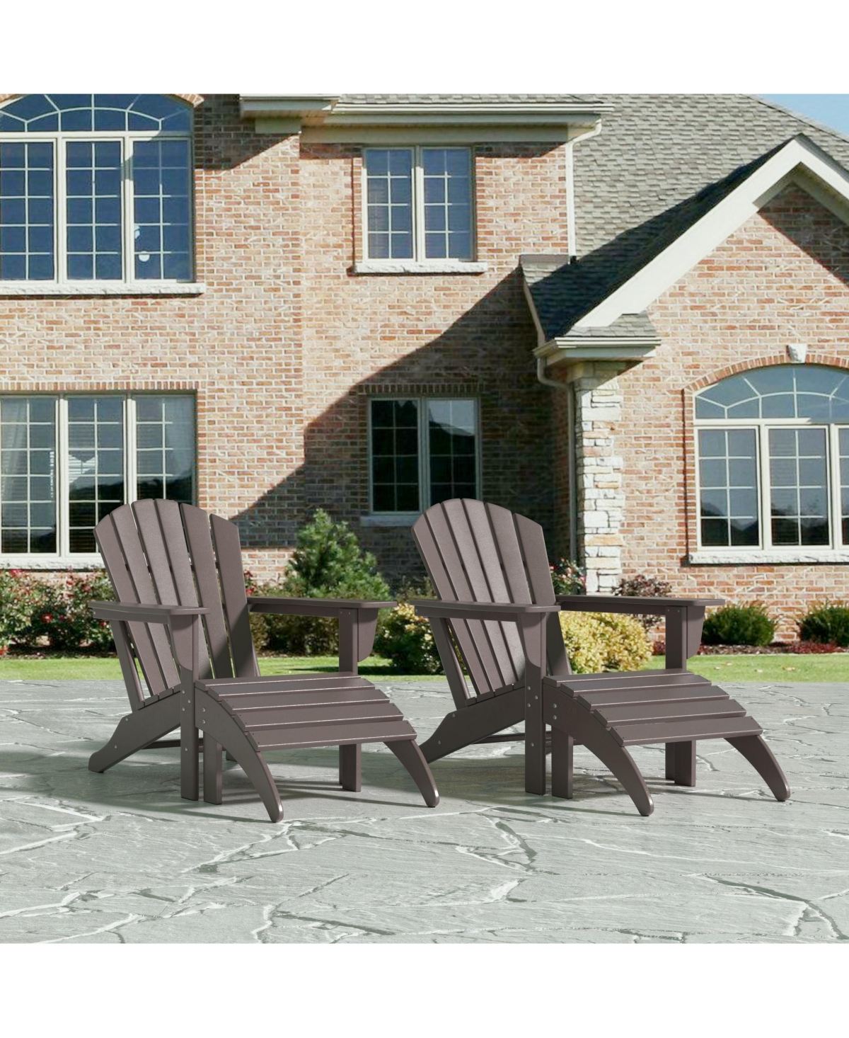 WestinTrends Adirondack Chair with Footrest Ottoman Set (Set of 2)
