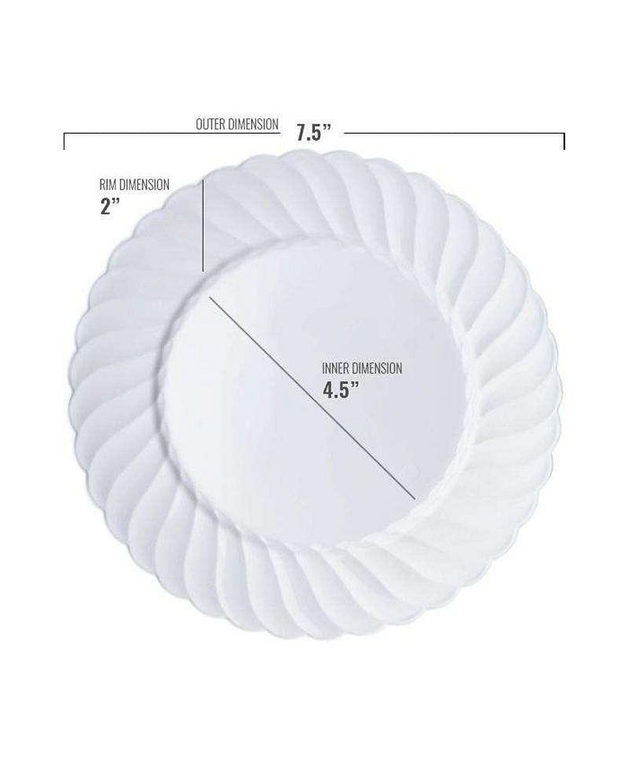 Smarty Had A Party 7.5" White Flair Plastic Appetizer/Salad Plates (180