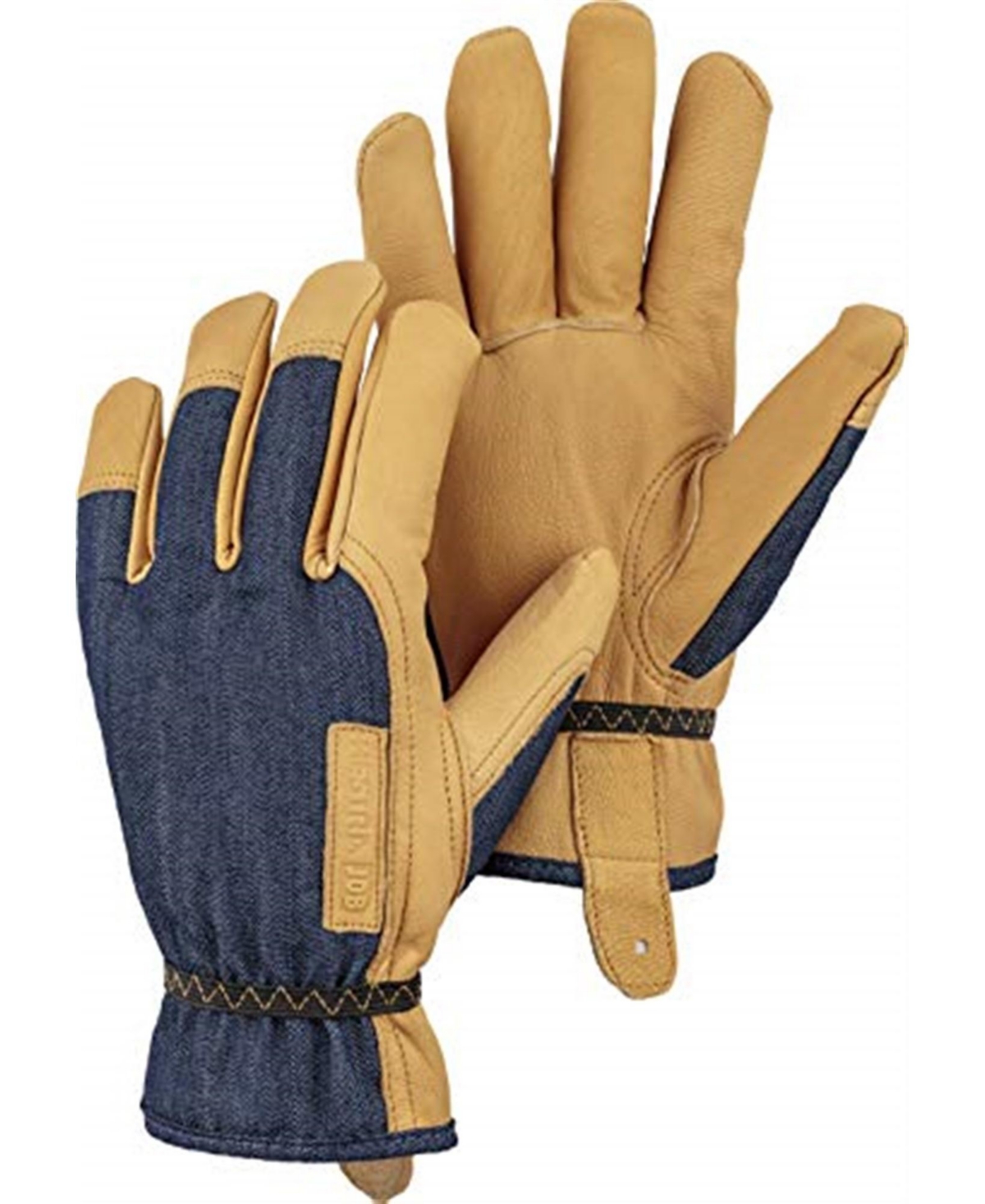 Job Kobolt Denim Glove - Indigo and Tan - Size 6 / X-Small - Yellow