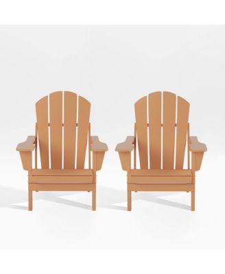 All-Weather Contoured Outdoor Poly Folding Adirondack Chair (Set of 2)