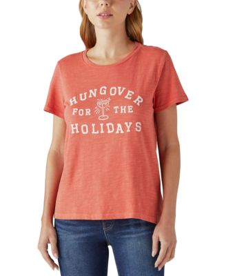 Lucky Brand Women's 'Hungover For The Holidays' Classic Crewneck T-Shirt - Soft Slub Cotton Tee - View #9