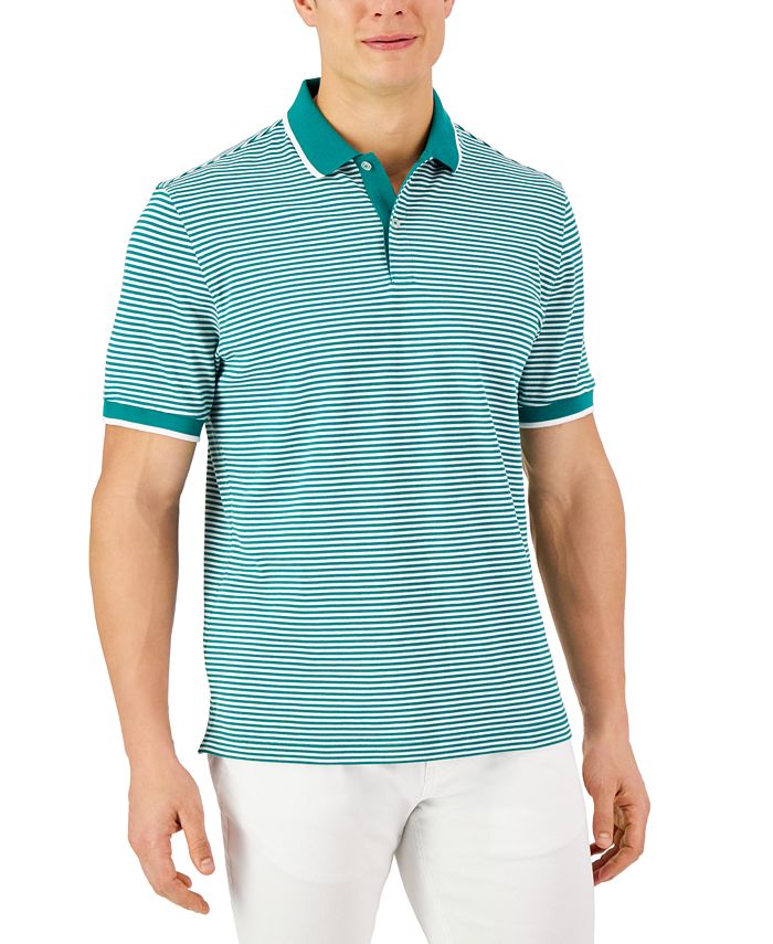 Club Room Men's Skinny Striped Pique Polo, Created For Macy's - Macy's